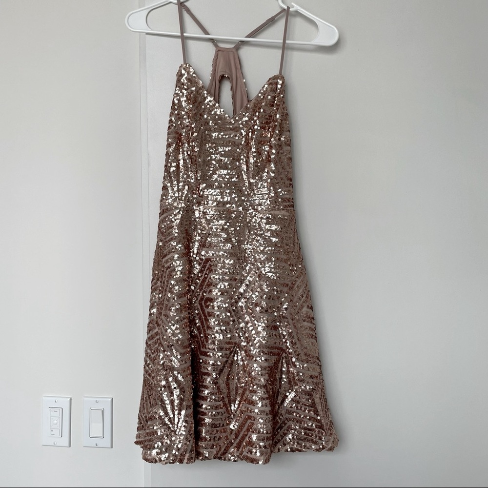 Lulus Rose Gold Sequin Dress